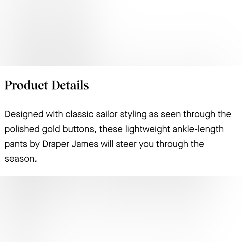 Draper James Navy Wide-Leg Sailor-Style Pants with Gold Buttons - Picture 10 of 14
